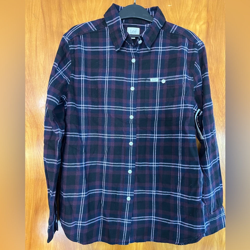 Lee Women’s All Purpose Shirt Black and Burgundy Plaid